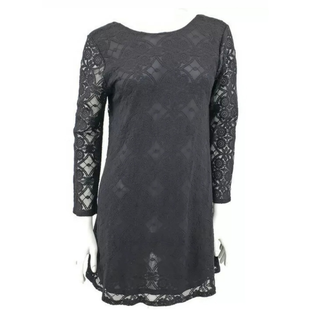 Show Me Your Mumu Black Lace Tunic Mini Dress